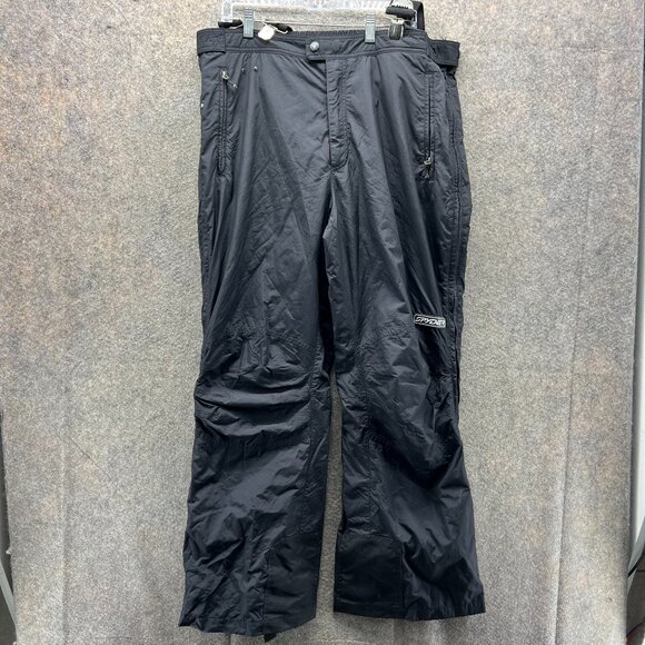 Spyder Bibs Pants Men XL Black Snow Ski Nylon XL Overall Insulated Vtg Short